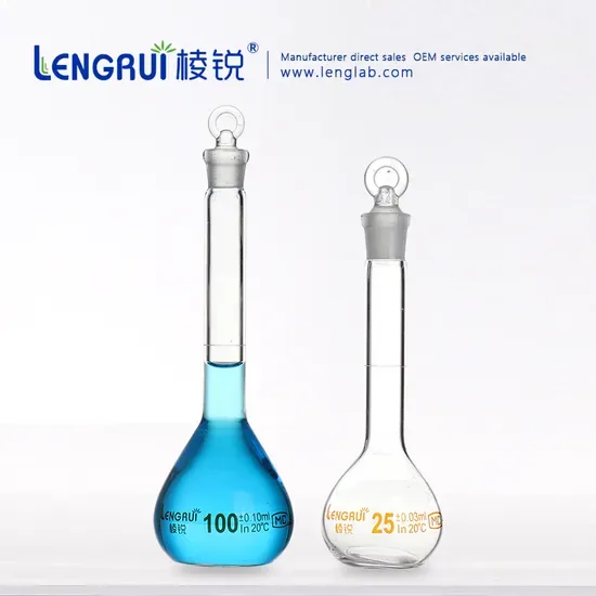 Лабораторная стеклянная посуда 250ml 1000ml Мерная колба класса A с узким горлом, прозрачная, с пробкой