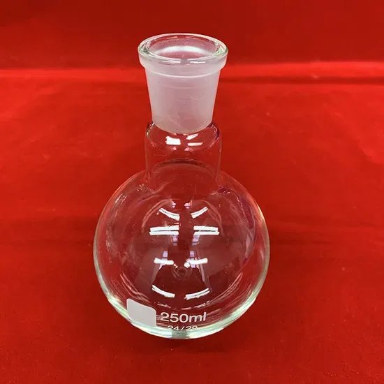 250ml 24/20 Одно шейное круглое дно прозрачная кварцевая стеклянная колба для лаборатории