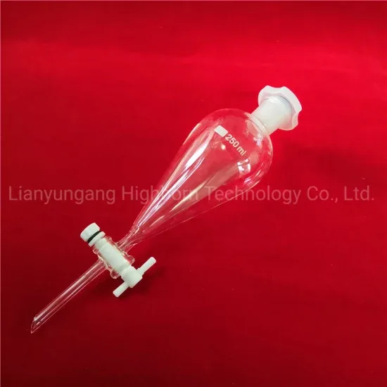 Прозрачный 250ml объемный высокоб orosilicate стеклянный сепаратор с клапаном PTFE
