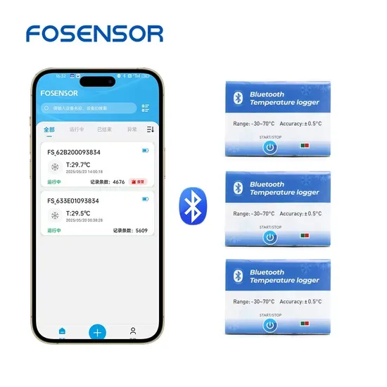 Приложение для телефонов на iOS и Android, решение для холодной цепи, Bluetooth-датчик температуры