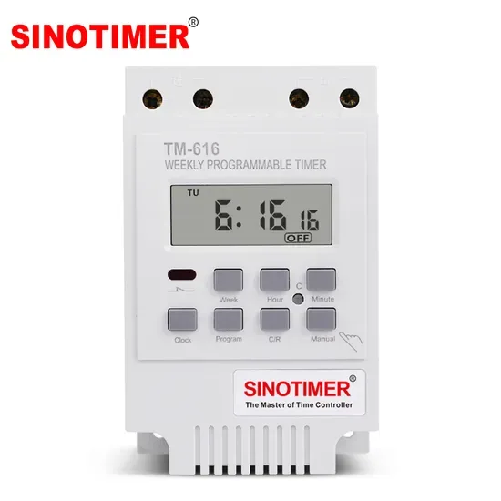 TM616W Классический белый панельный таймер 30A 12VDC/200-250VAC 7-Day Программируемый таймер-выключатель, 1 Минутная точность, 16 вкл/выкл