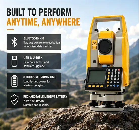 IP65 Водонепроницаемая тахеометр с Bluetooth и экспортом данных на U-диск