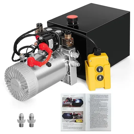 220V-2.2kw-D-15L AC 220V 14L Гидравлический силовой агрегат для самосвала группы, одностороннего действия, расход масла 6.4 л/мин, черный и серебристый