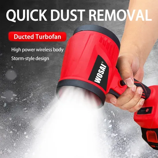 Электрический воздуходув Wosai 33000rpm Сжатый воздушный blower с регулируемой мощностью, перезаряжаемый воздушный поток для сушки автомобилей и очистки