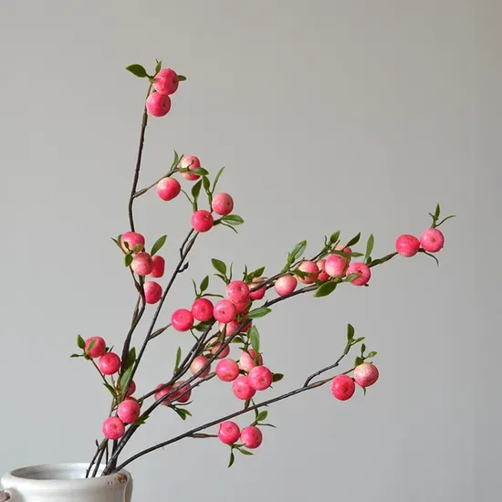 Искусственная ветка ягод, поддельный стебель ранетки для украшения дома в вазе