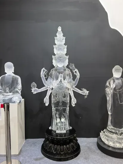 Производитель в Китае Роскошный Духовный Декор Прозрачная Статуя Гуаньинь