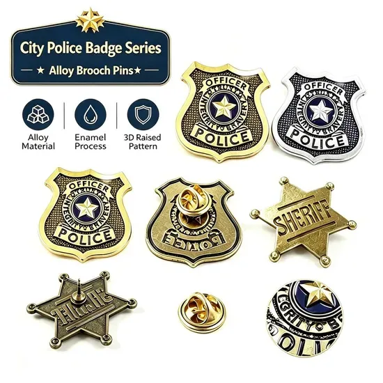 Настраиваемый металлический нагрудный знак городской полиции из эмали, серия дизайнов знаков.