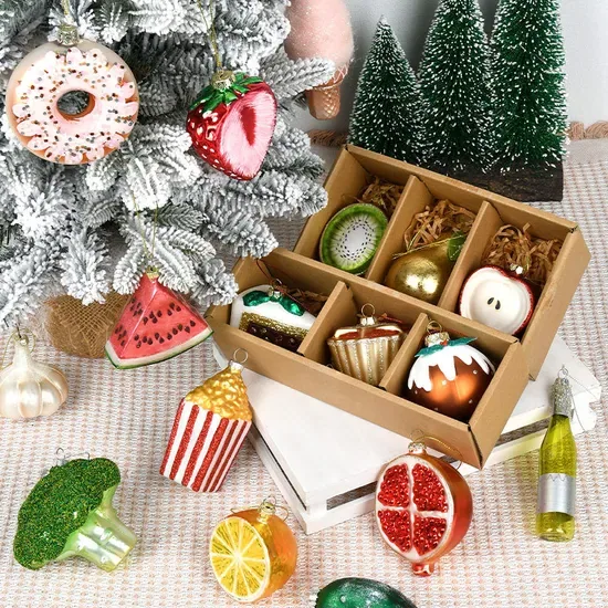 Настраиваемый стеклянный мини-продуктовый Ornament Рождественское украшение для оптовой торговли супермаркетов