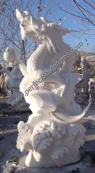 Жизненного размера резная каменная скульптура Фэн Шуй, мраморная статуя китайского дракона для дома, сада, на улице (SY-T023)