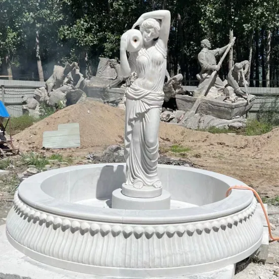Статуя фонтана из мрамора в виде дамы