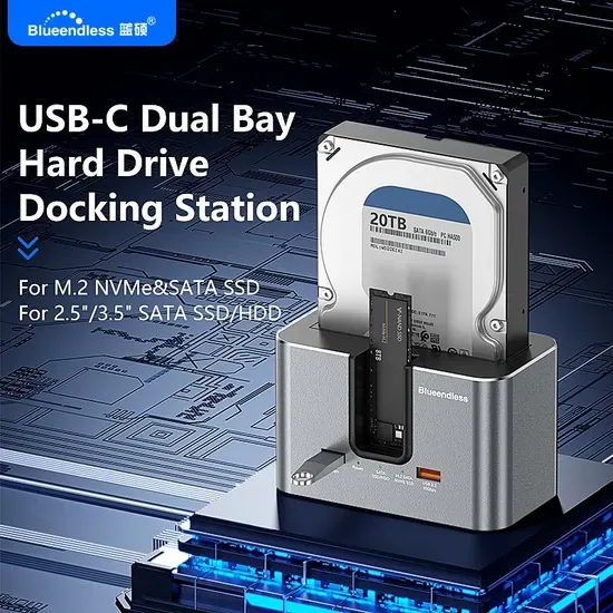 М. 2 База для жесткого диска Nvme, 2.5/3.5-Inch Считыватель карт SATA, Двойная рамка для твердотельного накопителя Оптовая продажа