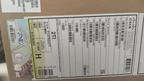 Сиско Isr4331/K9 Иср 4331 (3GE, 2NIM, 1SM, 4G ФЛАШ, 4G ДРАМ, ИПБ)