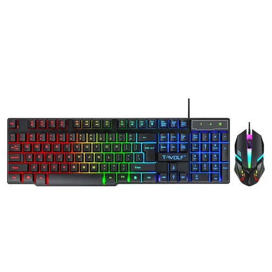 104keys Испанская Русская Механическая Проводная Компьютерная Игровая Клавиатура Мышь Комбо для Настольного ПК