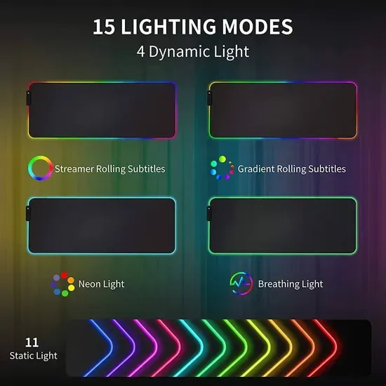 RGB игровая мышь подложка беспроводная зарядка большой светодиодный коврик для мыши с 14 режимами подсветки XXL коврик для мыши эргономичная компьютерная подложка для стола