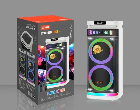 Белые двойные 8-Inch Bluetooth колонки с беспроводным микрофоном