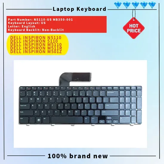 Новая замена клавиатуры Us для DELL Inspiron 15r N5110 без подсветки