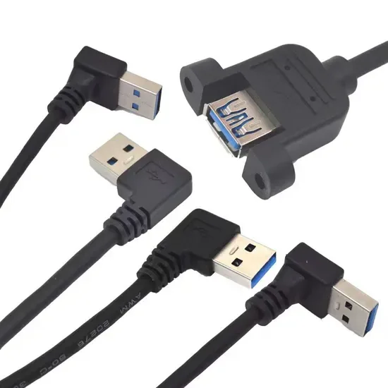 Панельный монтаж 5gbps угол 90 градусный elbow USB 3.0 тип male to female удлинительный кабель с ушками и винтовым замком