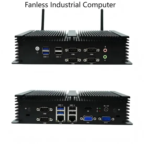 Промышленная автоматизация Мини ПК Ядро I7 4578u Двойной LAN 6xrs232 RS485 COM Безвентиляторный встроенный компьютер Gpio HD VGA