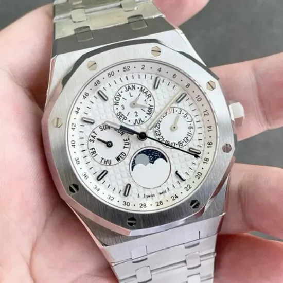 Супер Клон Реплика Мужские Наручные Часы 41mm Поддисплеи Дня Недели, Даты и Лунной Фазы 1: 1 Реплика Часов