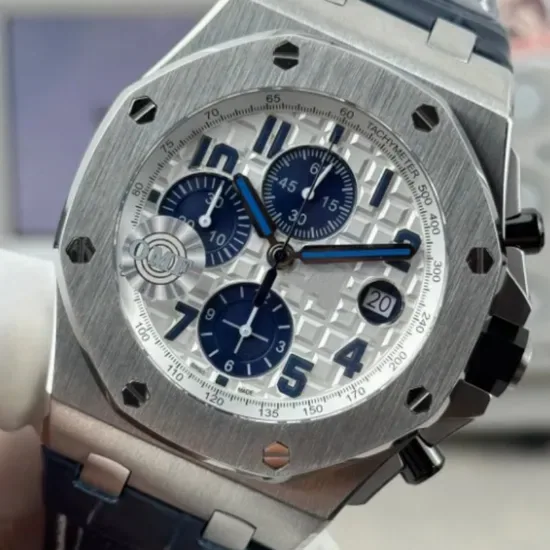 1.1 Часы автоматические механические Aps Design Royal Oak с белым циферблатом и синим глазом
