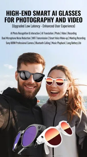 Премиальные интеллектуальные очки для фотосъёмки с камерой и ИИ W611PRO умные очки с камерой, ИИ-переводом, функцией умных солнцезащитных очков, музыкой и Bluetooth-звонками 32GB умные очки