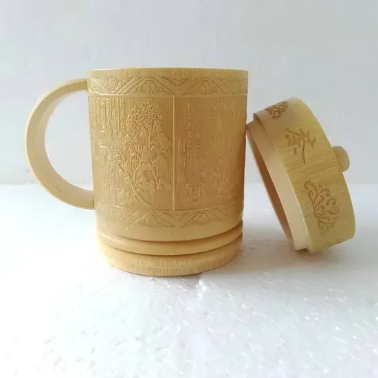 Бамбуковая чашка с крышкой и чайная чашка и водяная чашка. Натуральная и экологически чистая бамбуковая посуда для напитков и портативная бамбуковая чашка для путешествий