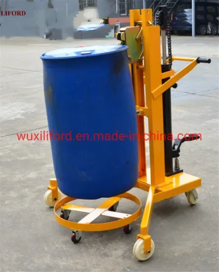 Экспортер фабрики Китая 450kg 55gallon/210L Педальный гидравлический подъемник для бочек, подъемник для масляных бочек, ручной подъемник для бочек, оборудование для перемещения бочек Dtf450b