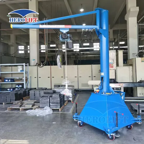 500/1000/1500/2000kg Компактный переносной поворотный гибкий мобильный мини-кран-укосина, козловой кран с подвижным основанием для мастерских и ограниченных пространств