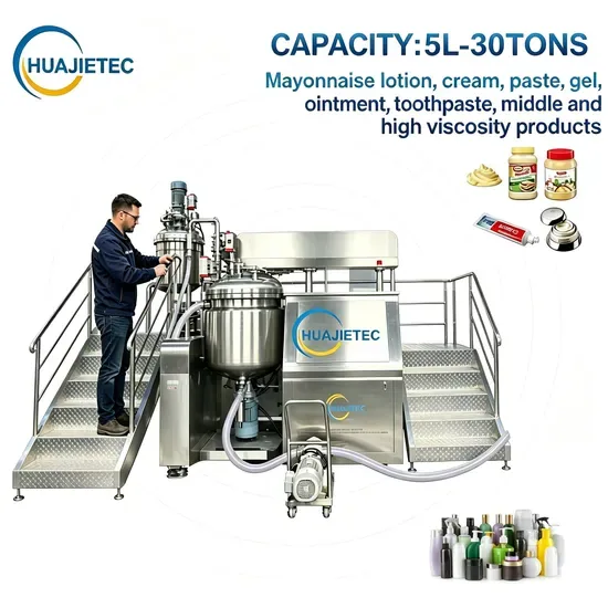 Хуаджетек 5L-20000L Нержавеющая сталь 316L Косметическая мазь крем машина гидравлического подъема вакуумный гомогенизирующий эмульгатор
