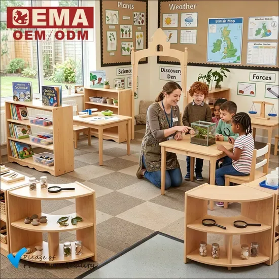 Шкаф для хранения игрушек и принадлежностей для творчества EMA для детского сада с многосекционной конструкцией
