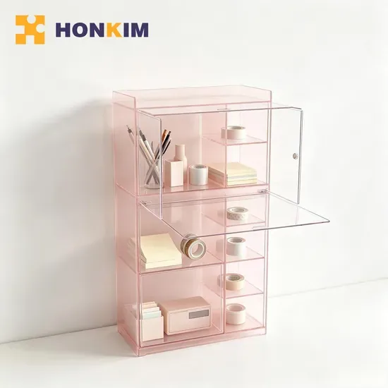 Кастомный акриловый шкаф с несколькими compartments для безопасного хранения мелких предметов на домашнем столе