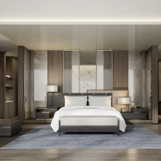 Отель Marriott 5 Звездный Роскошный Дизайн Кинг Сайз Кровать из Массива Дерева для Отеля