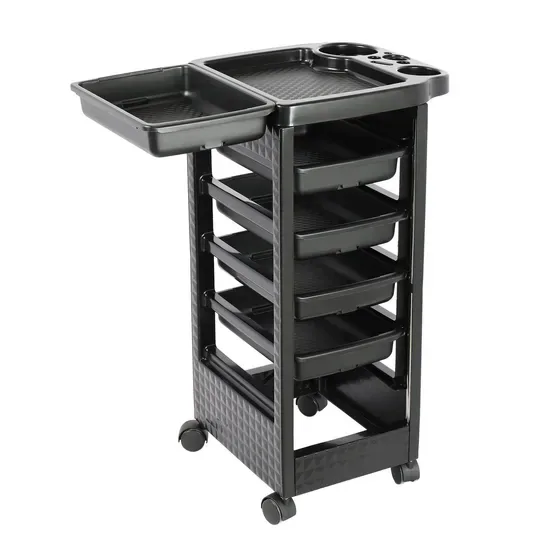 Пластиковый салонный роликовый троллей с ящиками, блокируемыми колесами, для хранения инструментов парикмахера