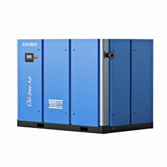 SCR100g 75kw/100HP Сухой безмасляный винтовой компрессор, 7-10 Бар, 10.7-12.5 М³/Мин, с Ghh Airend, Ultracoat™ и классом 0 воздуха для продуктов питания, фармацевтики и электроники
