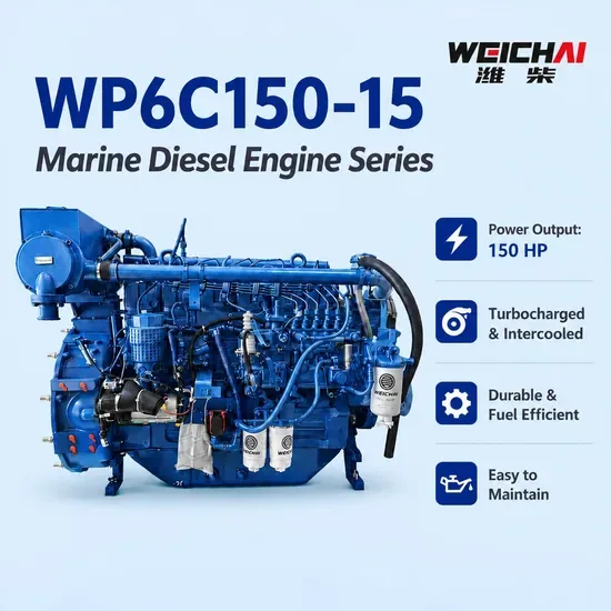 Дизельный двигатель 150HP Weichai Wp6 морской Wp6c150-15 серии для рыболовных судов и грузовых судов