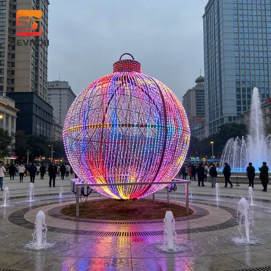 Разноцветные умные RGB-светодиодные рождественские шары 3D на заказ оптом для торговых улиц