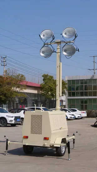 Распродажа! ! 9m Световая башня с LED металлогалогенной лампой Бензиновый или дизельный генератор CE Евро V