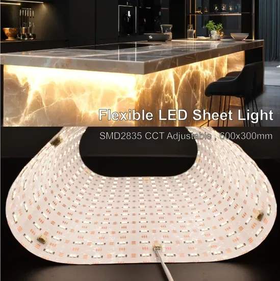 Китайская фабрика гибкие нарезаемые 600*300mm 576LEDs/M светодиодные панели 3 Годы гарантии подсветки бумажные тонкие SMD2835 CCT 2700K-6500K светодиодные световые листы
