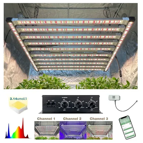 800W Полноспектровый светодиодный светильник для растений с регулируемой яркостью для вертикального земледелия, теплиц, гидропоники