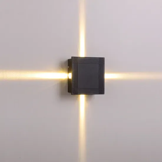 12W Светильник настенный алюминиевый с LED IP65 Уличный 4 Лампа в форме креста звезды