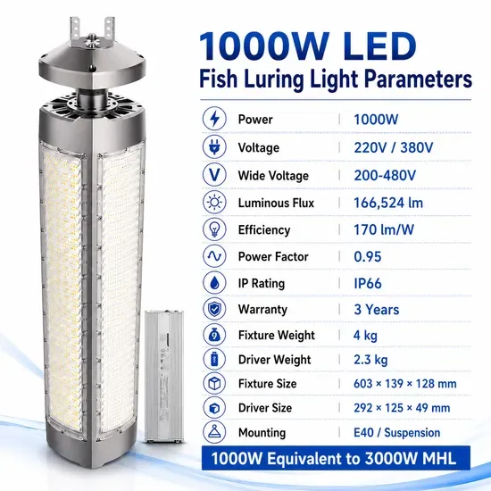 500W 600W 1000W Светодиодный рыболовный свет для коммерческих морских судов