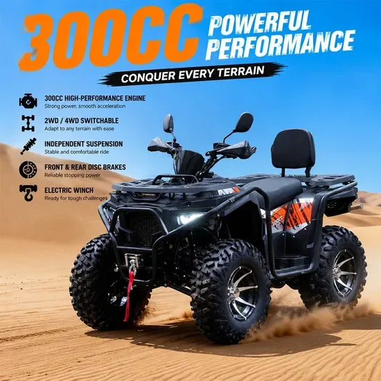 300cc Бензиновый квадроцикл для взрослых с четырьмя колесами