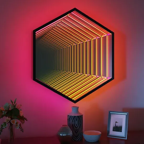 Бесконечный световой туннель LED Light, 3D восьмиугольное бесконечное зеркало светильник крутой игровой стол футуристический декор лампа сенсорный бесконечный свет для домашнего стола гостиной
