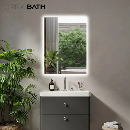 Зеркало с подсветкой Ortonbathled 24 X 36 дюйм светодиодное зеркало для ванной с подсветкой 3 цвета теплый натуральный белый с антизапотеванием настенное регулируемое зеркало