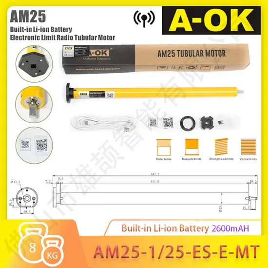 Аок Am25-1/25-Es-E-Mt Смарт 25mm Трубчатый мотор Ios управление подключение к телефону управление