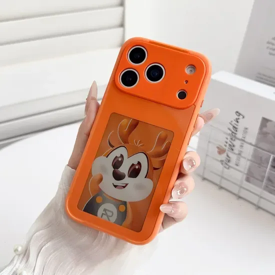 Чехол E-Ink для iPhone 17 PRO Max - 4" HD дисплей, 4 цвета, NFC пользовательский экран, оранжевый