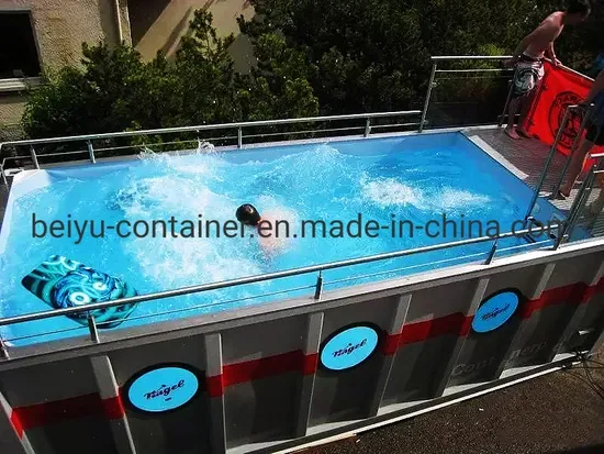Бассейн из контейнера для перевозки с системой очистки воды и сантехникой