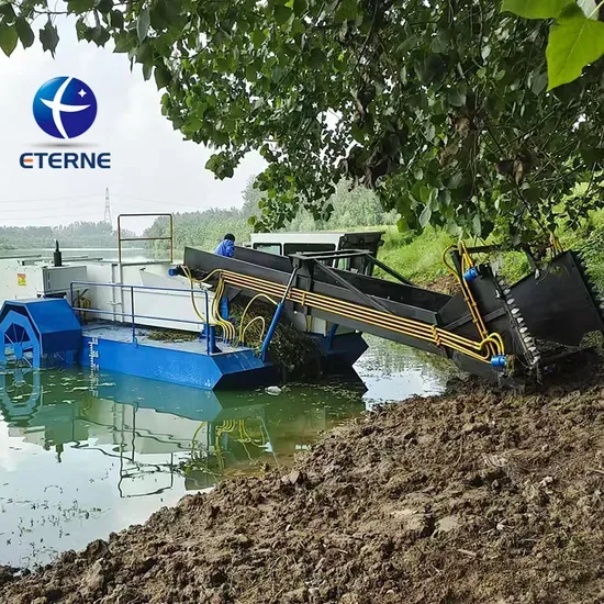 Акватический сборщик водорослей Очистка реки Одноместная лодка для уборки мусора