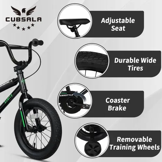 Детский велосипед Cubsala в стиле BMX с тренировочными колесами и коностным тормозом