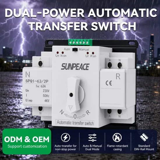 Автоматический переключатель ввода резерва 63A 100A 220V 230V 2p 3p 4p трёхфазный солнечный переключатель переключения источника питания с двойным питанием